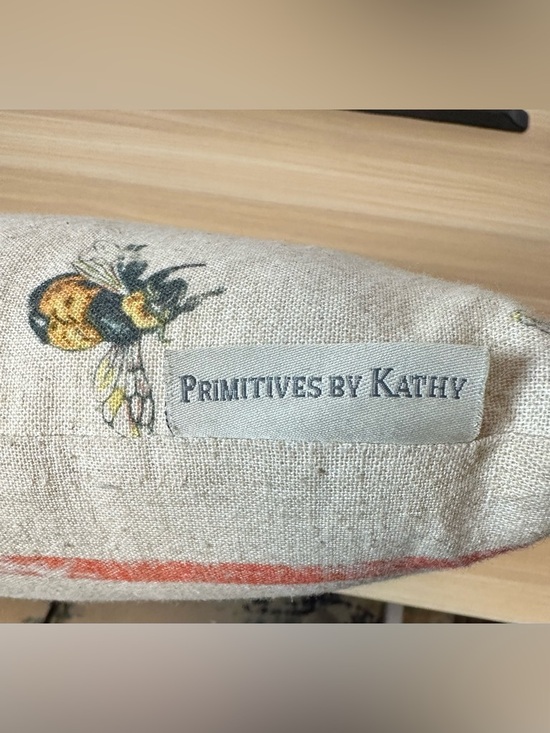 Primitives by Kathy Linen Pillow with Bee and Red Stripe - Picture 3 of 7
